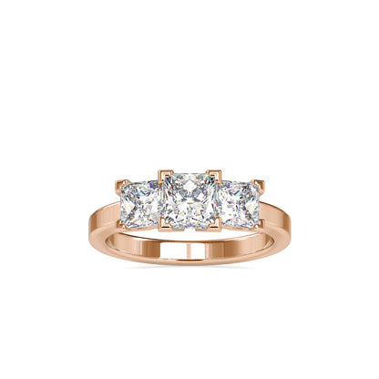 Three Chalkly Stone Diamond Ring