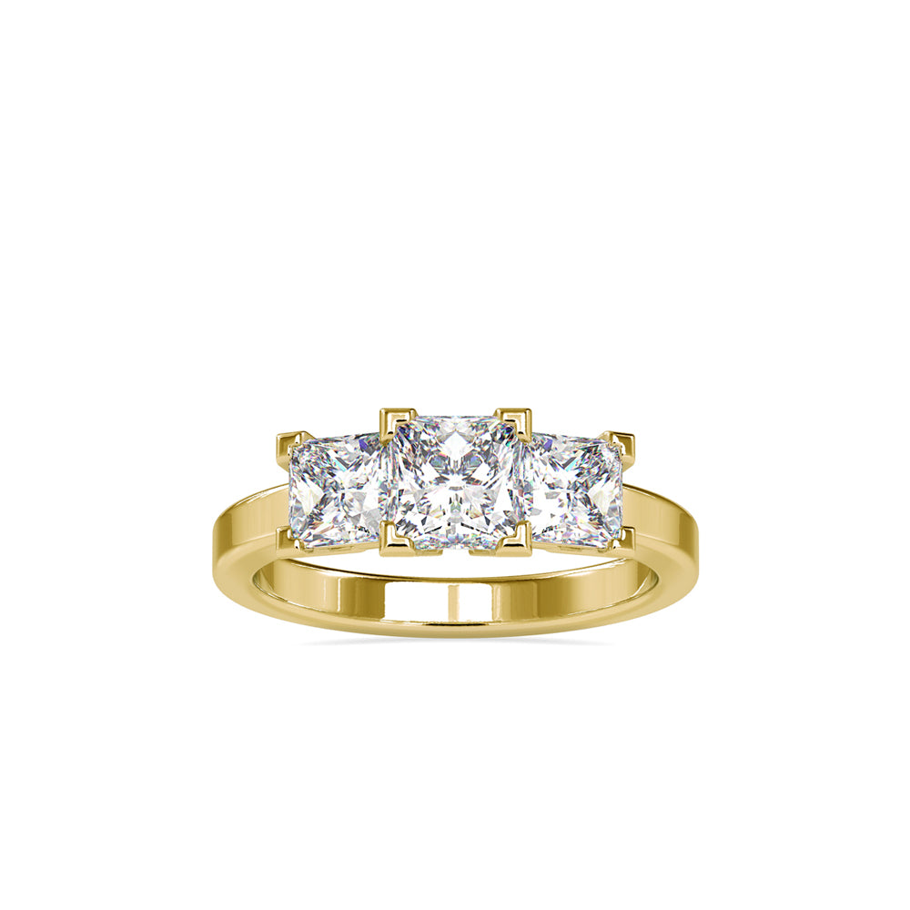 Three Chalkly Stone Diamond Ring