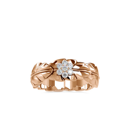 Diamond flower on love leaf engagement rings