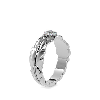 Diamond flower on love leaf engagement rings