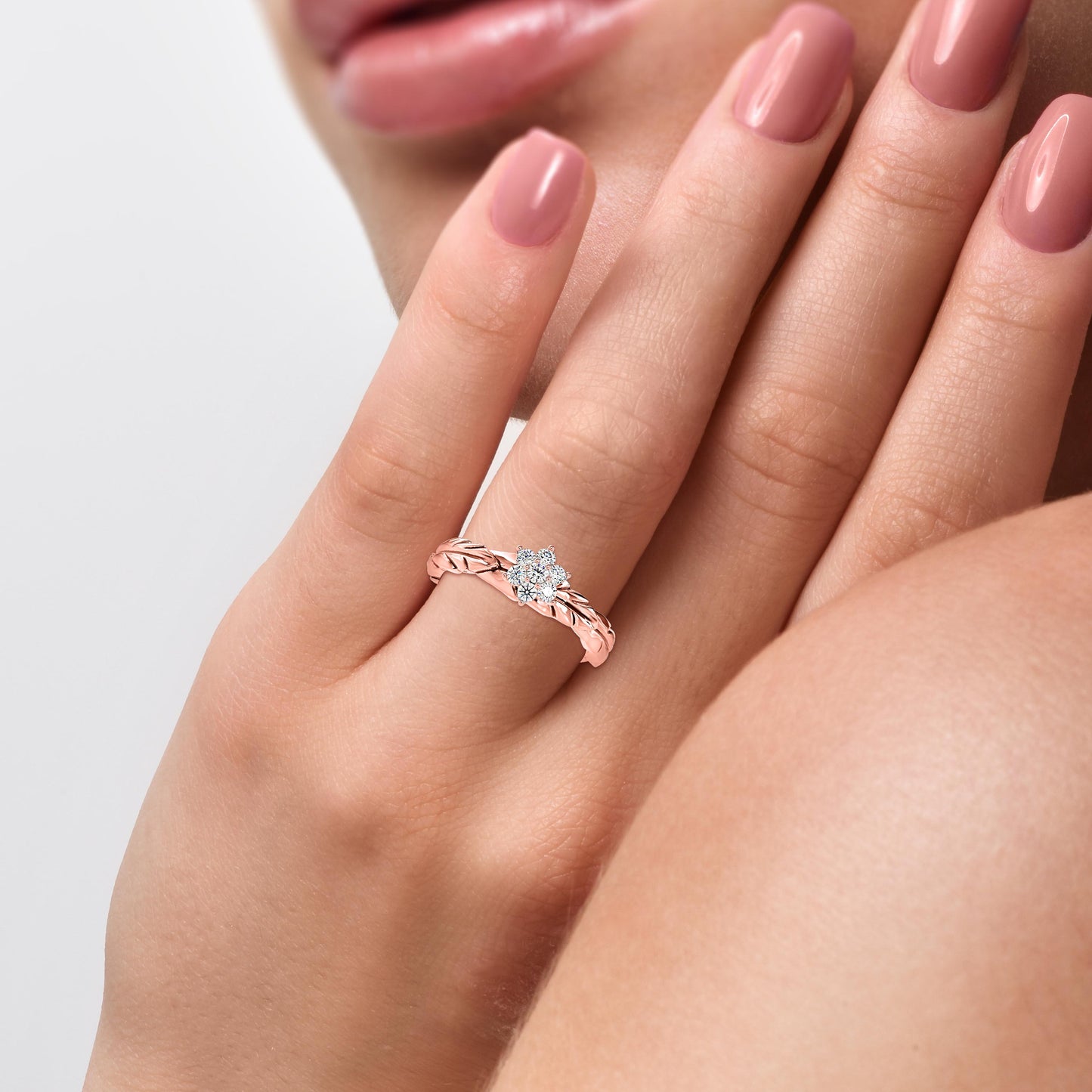Diamond Leaf Crown Engagement Ring