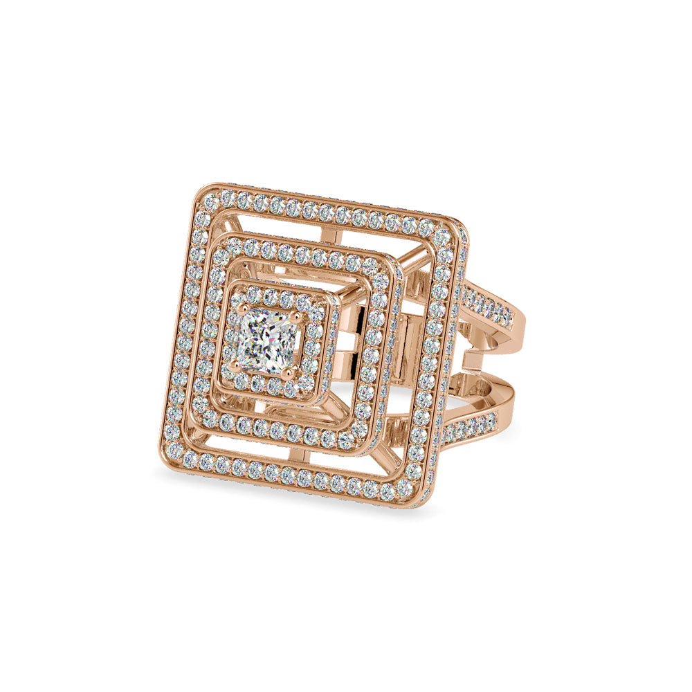 Elenore Royal Princess Halo Diamond Ring