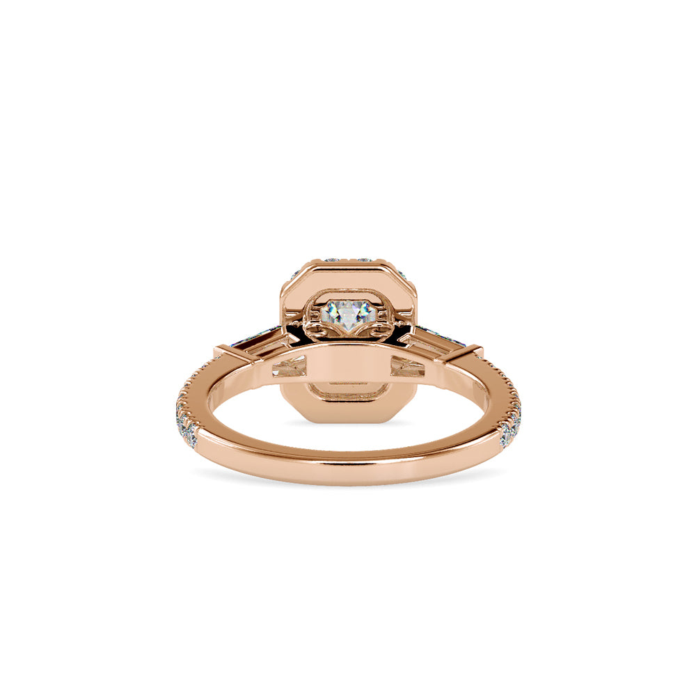 Emerald Prong Halo Diamond Engagement Ring