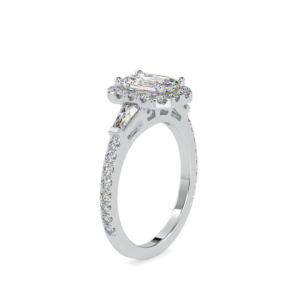 Emerald Prong Halo Diamond Engagement Ring