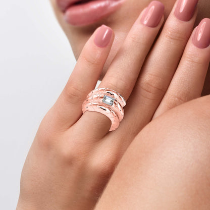 Emerald diamond King Eye Engagement Ring