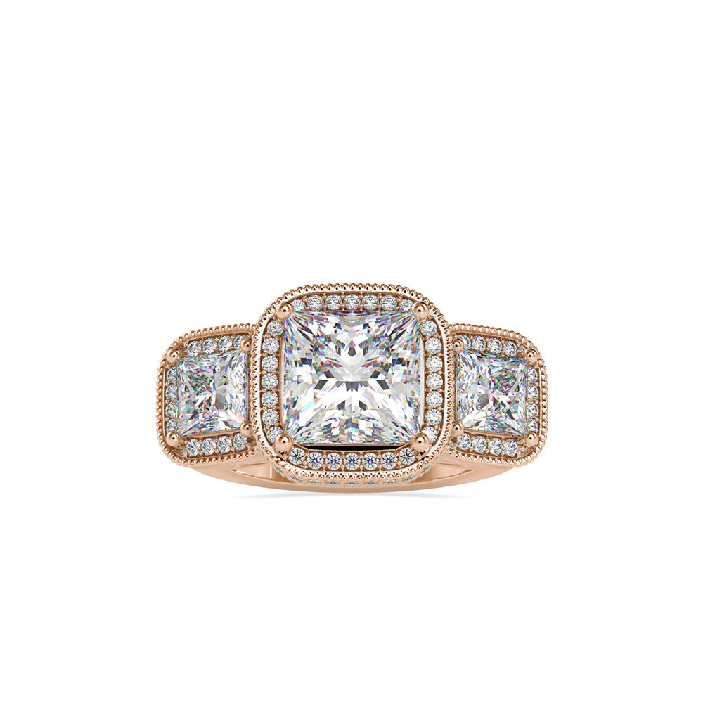 Three Princess Stone Chloe Diamond Ring