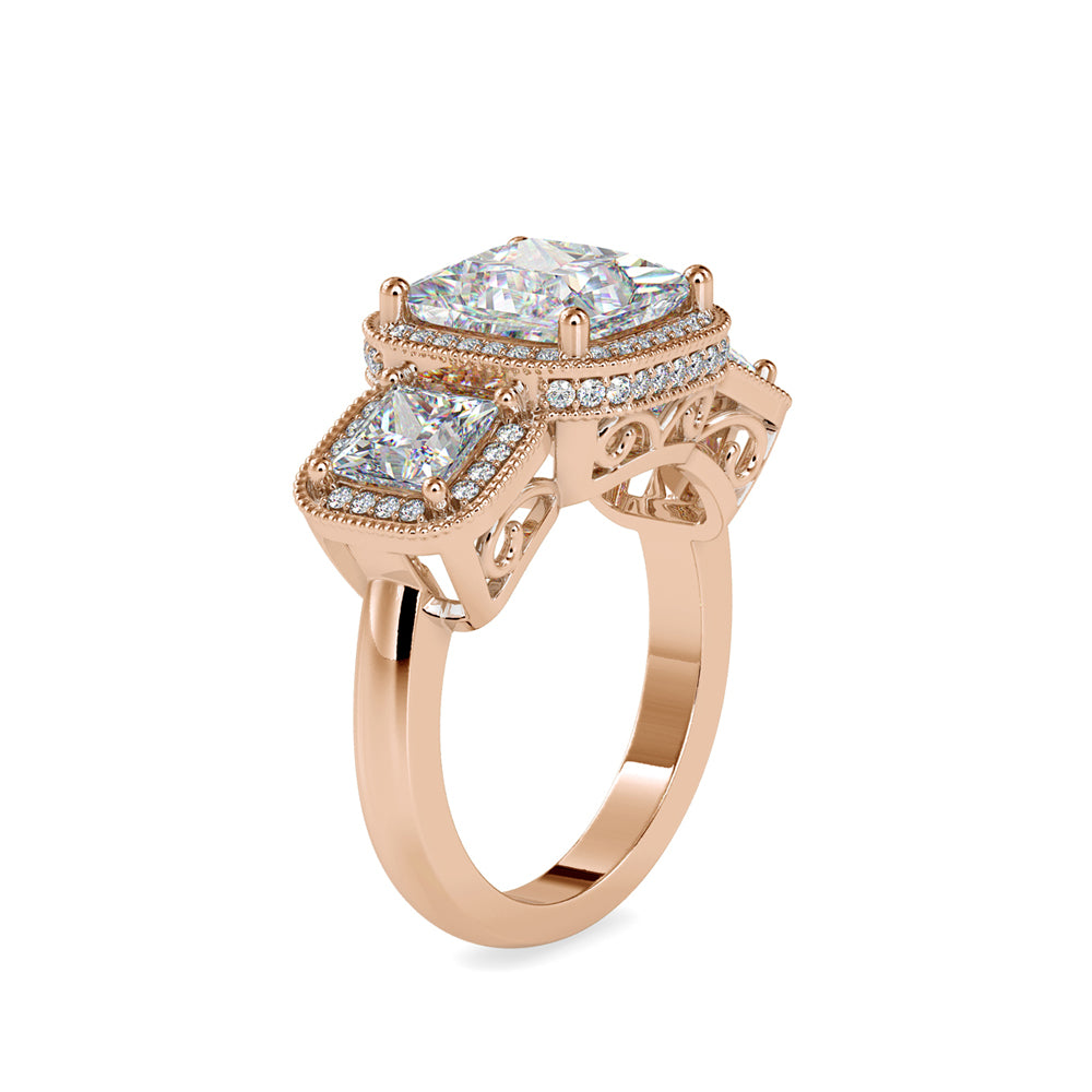 Three Princess Stone Chloe Diamond Ring