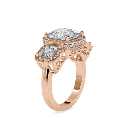 Three Princess Stone Chloe Diamond Ring