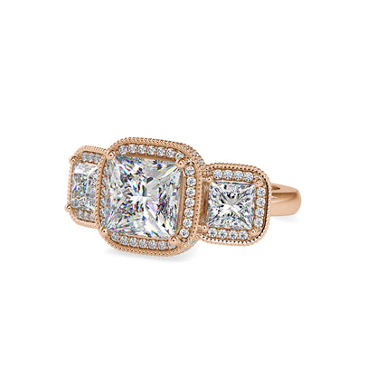 Three Princess Stone Chloe Diamond Ring