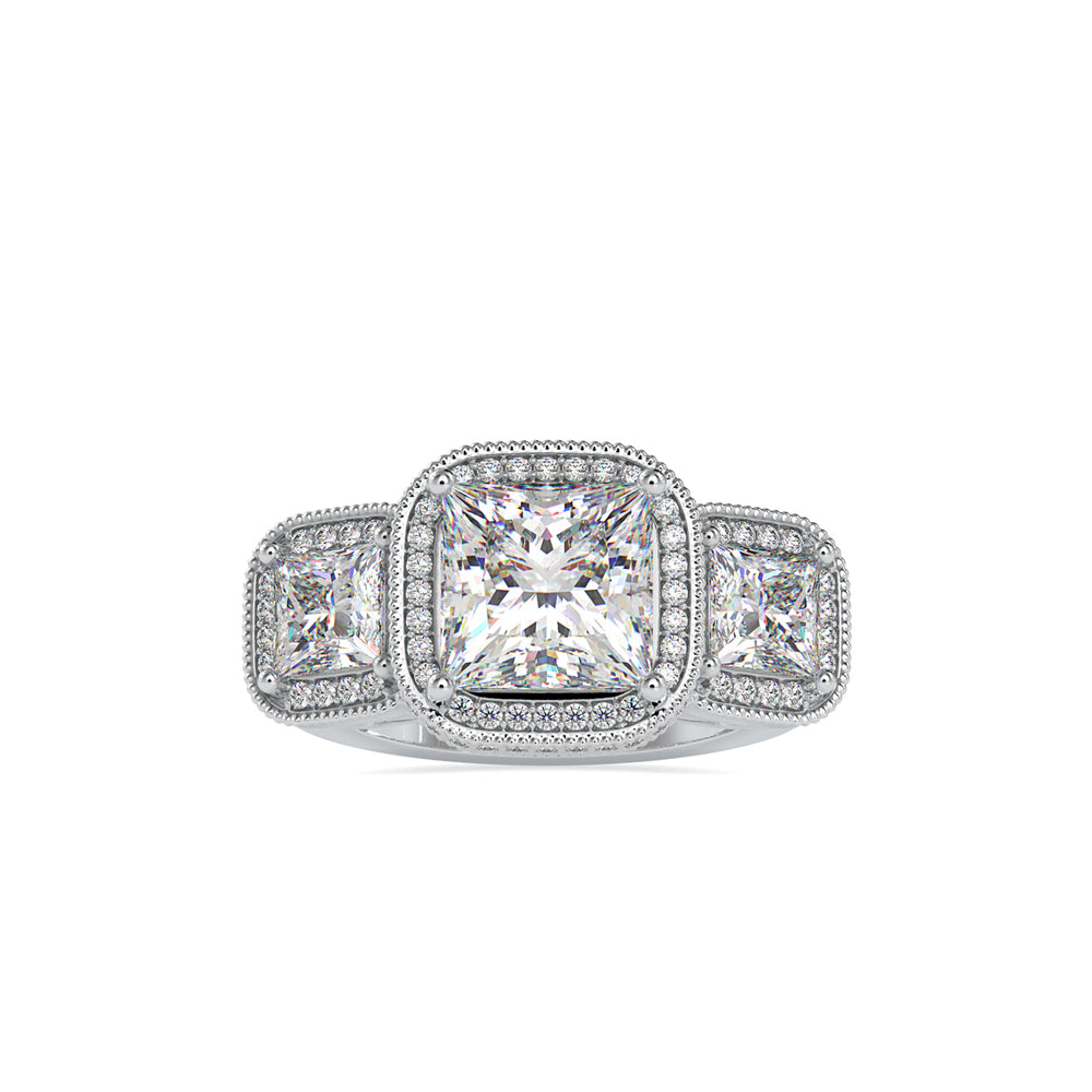 Three Princess Stone Chloe Diamond Ring