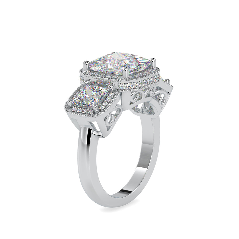 Three Princess Stone Chloe Diamond Ring