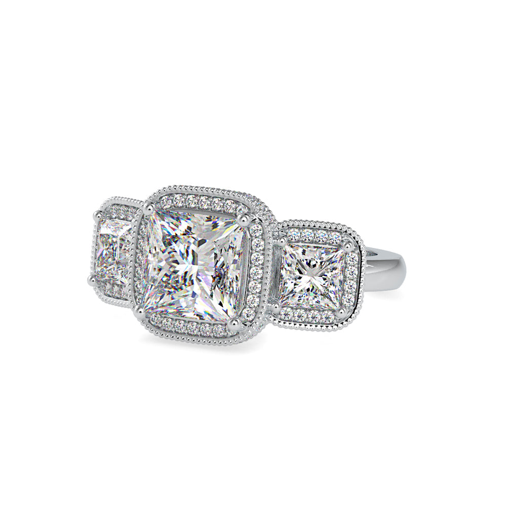 Three Princess Stone Chloe Diamond Ring