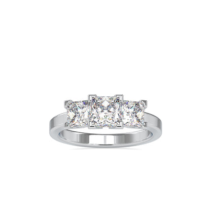 Three Chalkly Stone Diamond Ring