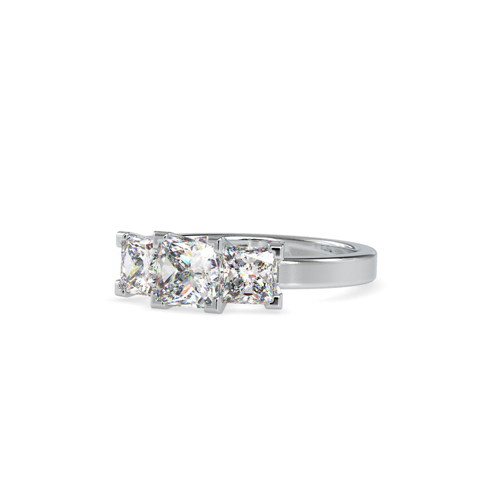 Three Chalkly Stone Diamond Ring