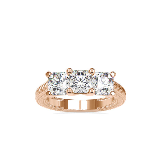 3 Radiant Vintage Diamond Engagement Ring