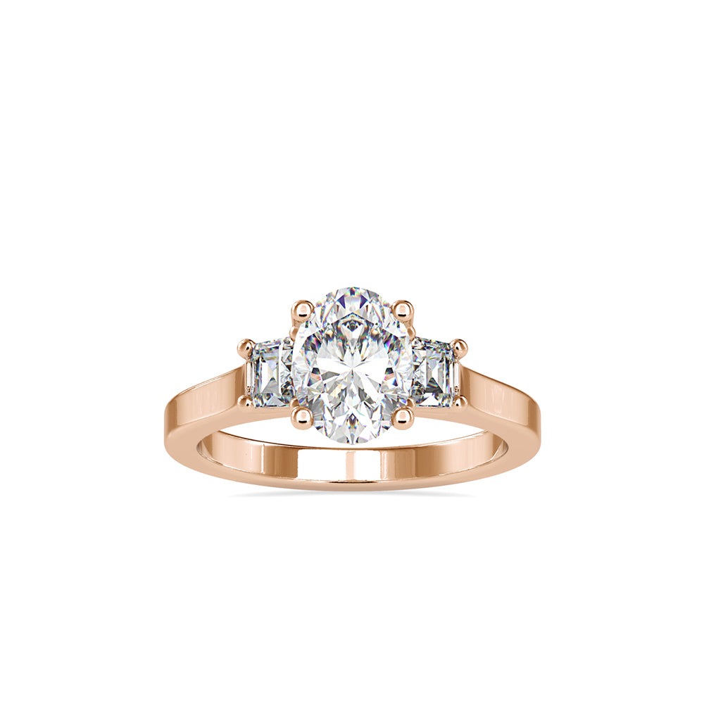 Oval 3 Stone Diamond Engagement Ring