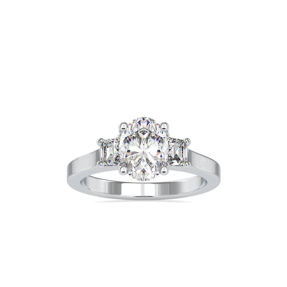 Oval 3 Stone Diamond Engagement Ring