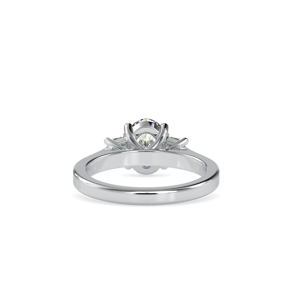 Oval 3 Stone Diamond Engagement Ring