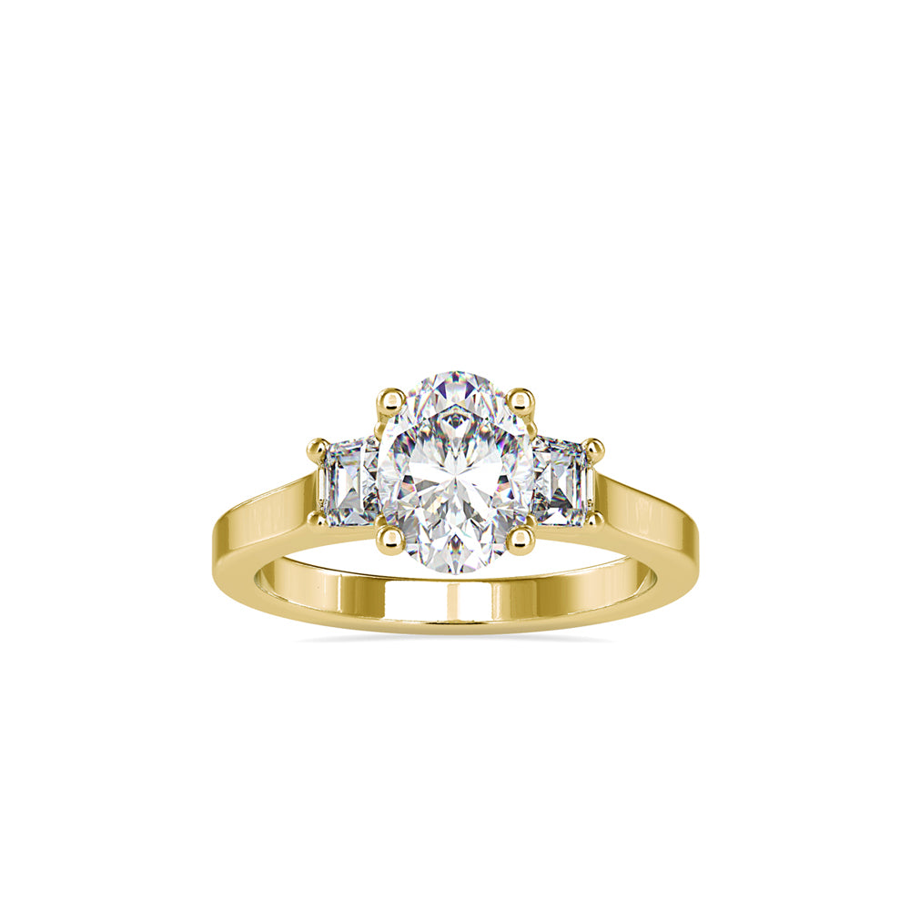 Oval 3 Stone Diamond Engagement Ring