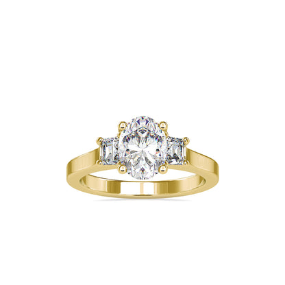 Oval 3 Stone Diamond Engagement Ring