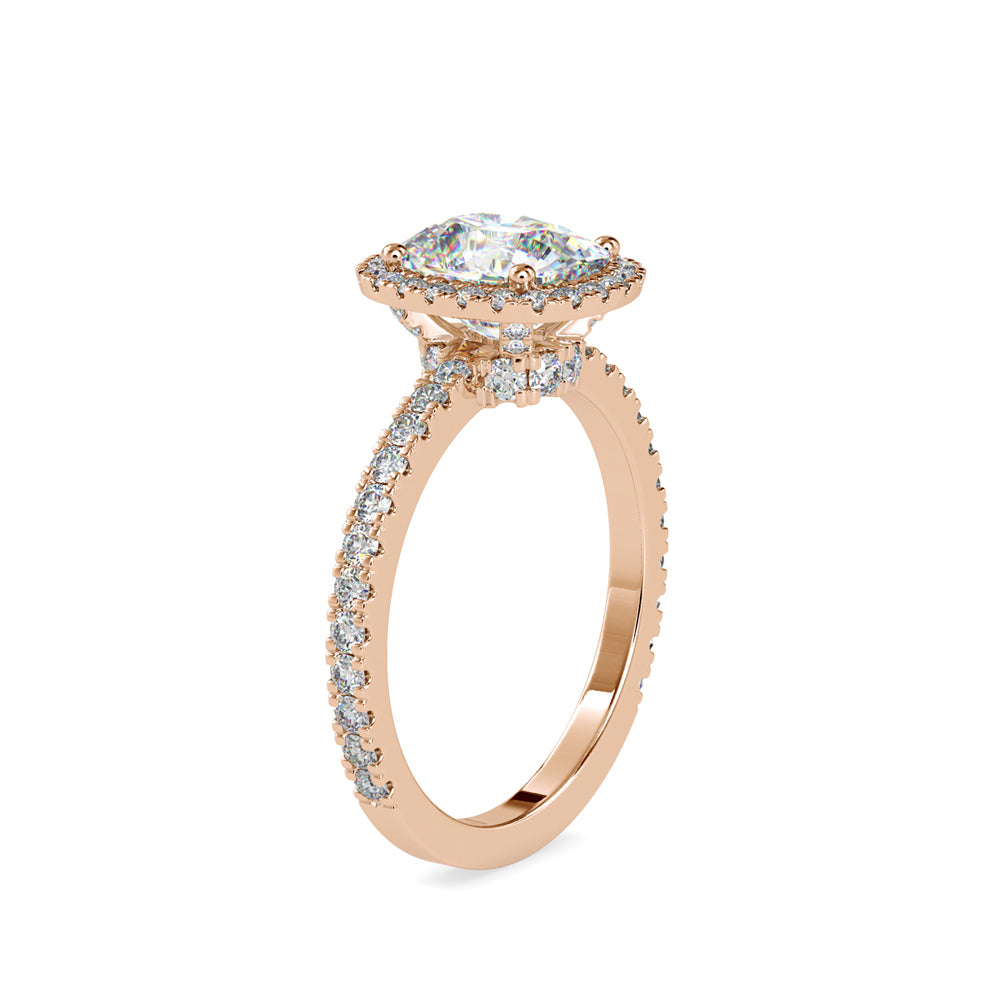 Oxeria Cushion Halo Diamond Ring