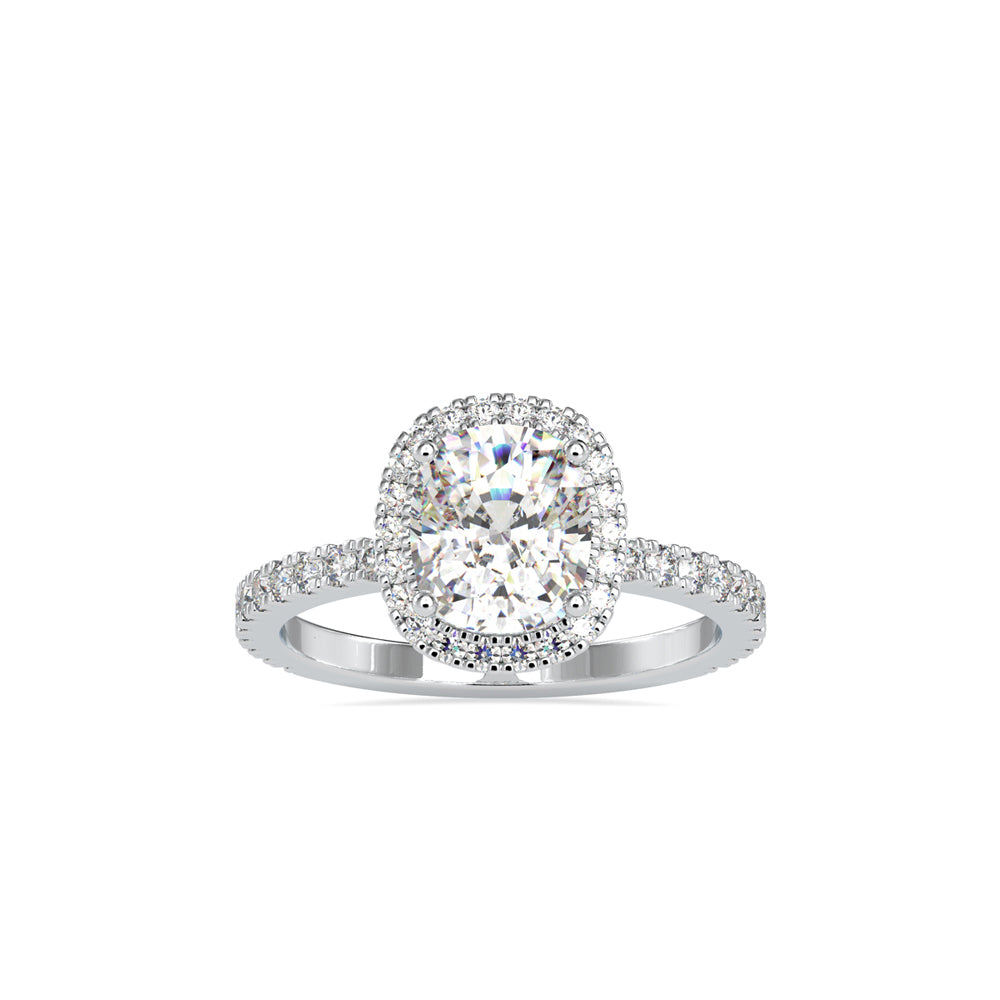 Oxeria Cushion Halo Diamond Ring