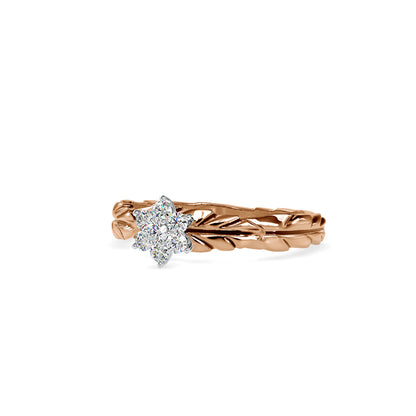 Diamond Leaf Crown Engagement Ring