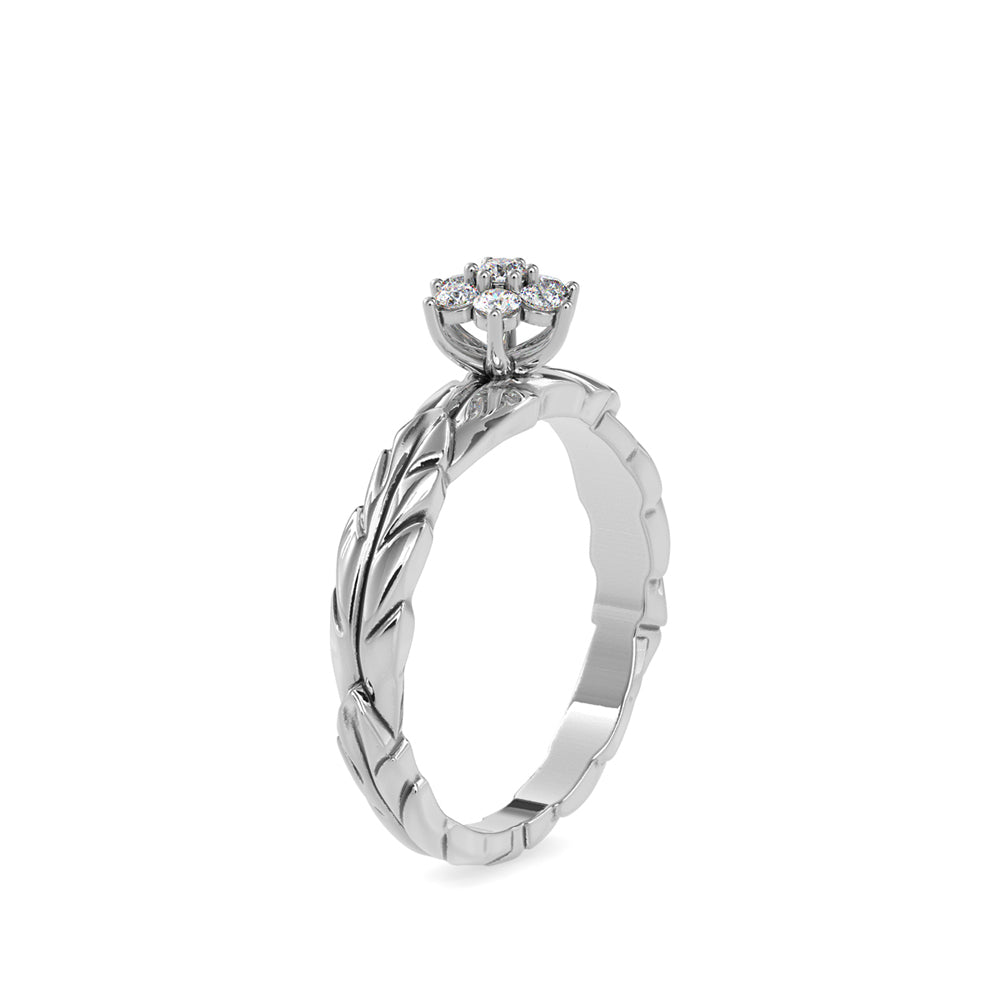 Diamond Leaf Crown Engagement Ring