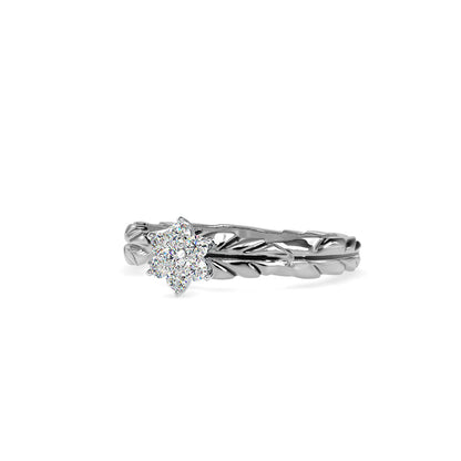 Diamond Leaf Crown Engagement Ring