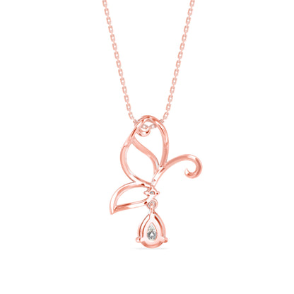 Pear Butterfly Diamond Pendant