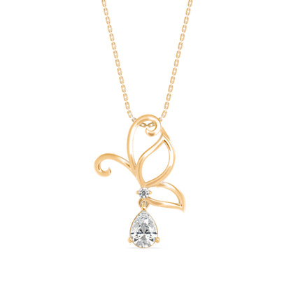 Pear Butterfly Diamond Pendant