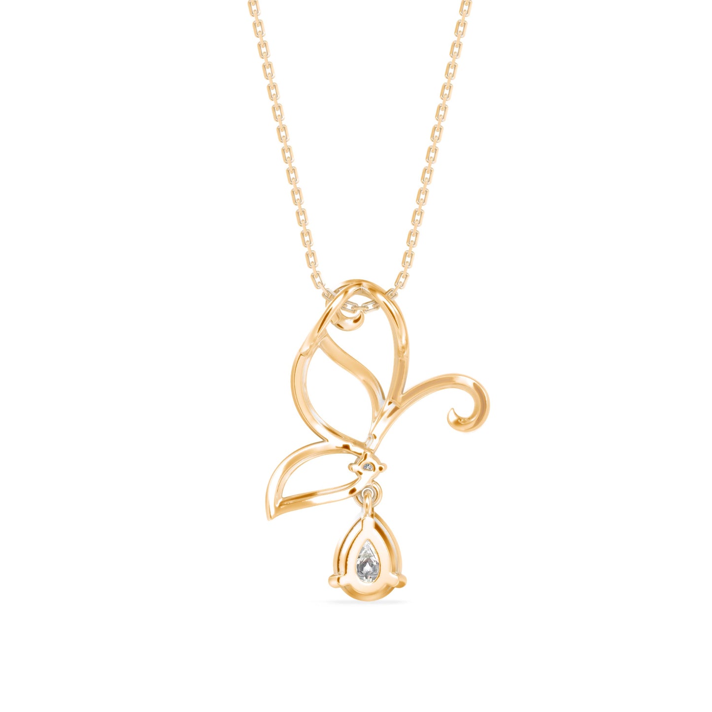 Pear Butterfly Diamond Pendant