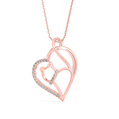 Kitten Heart Diamond Pendant