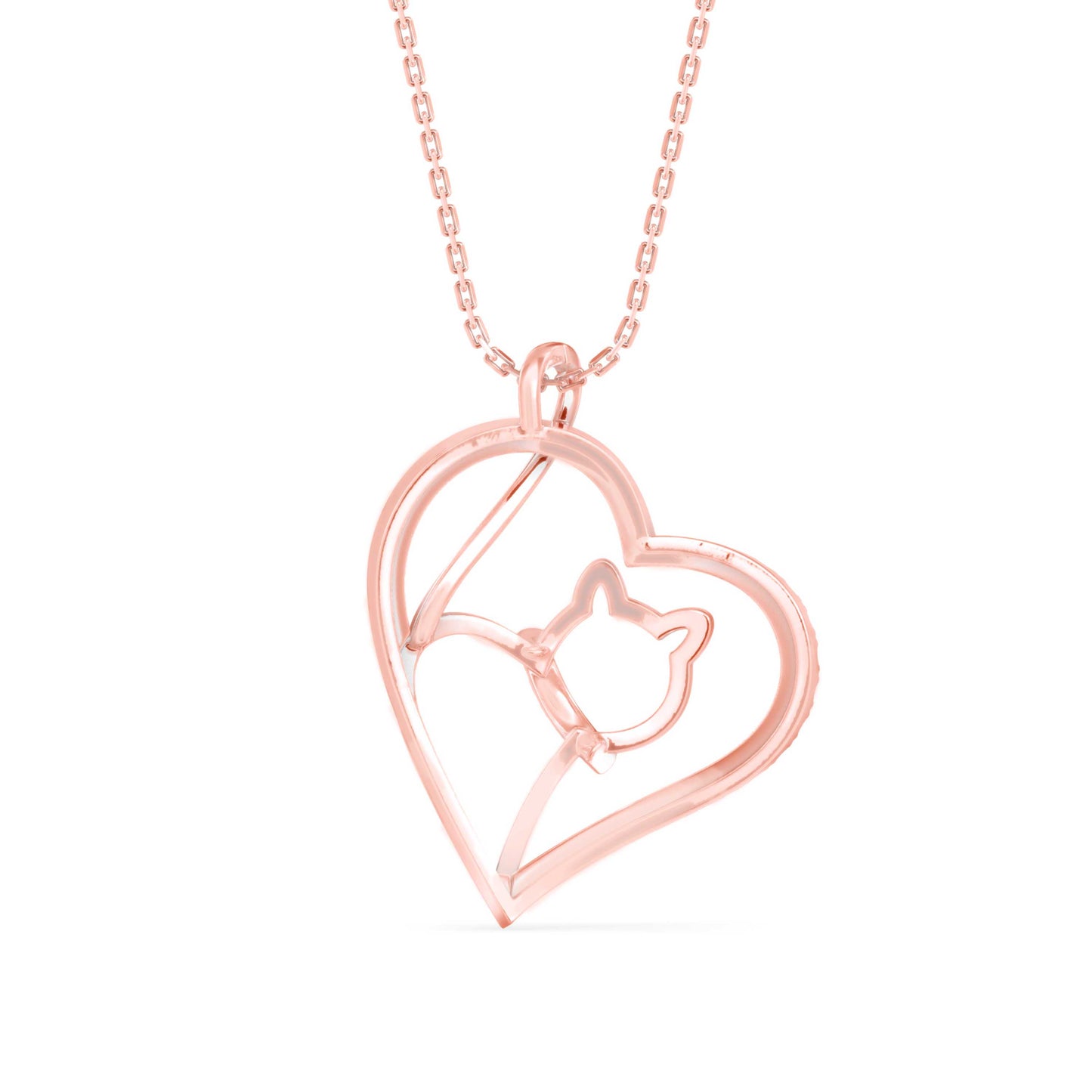 Kitten Heart Diamond Pendant