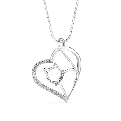 Kitten Heart Diamond Pendant