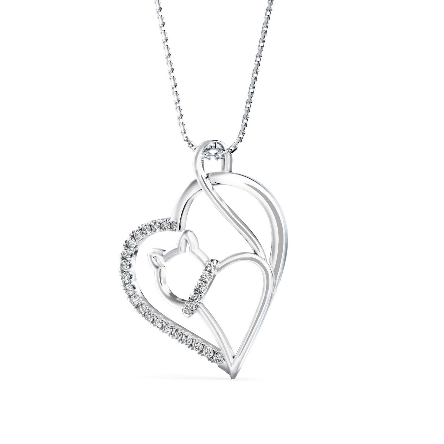 Kitten Heart Diamond Pendant