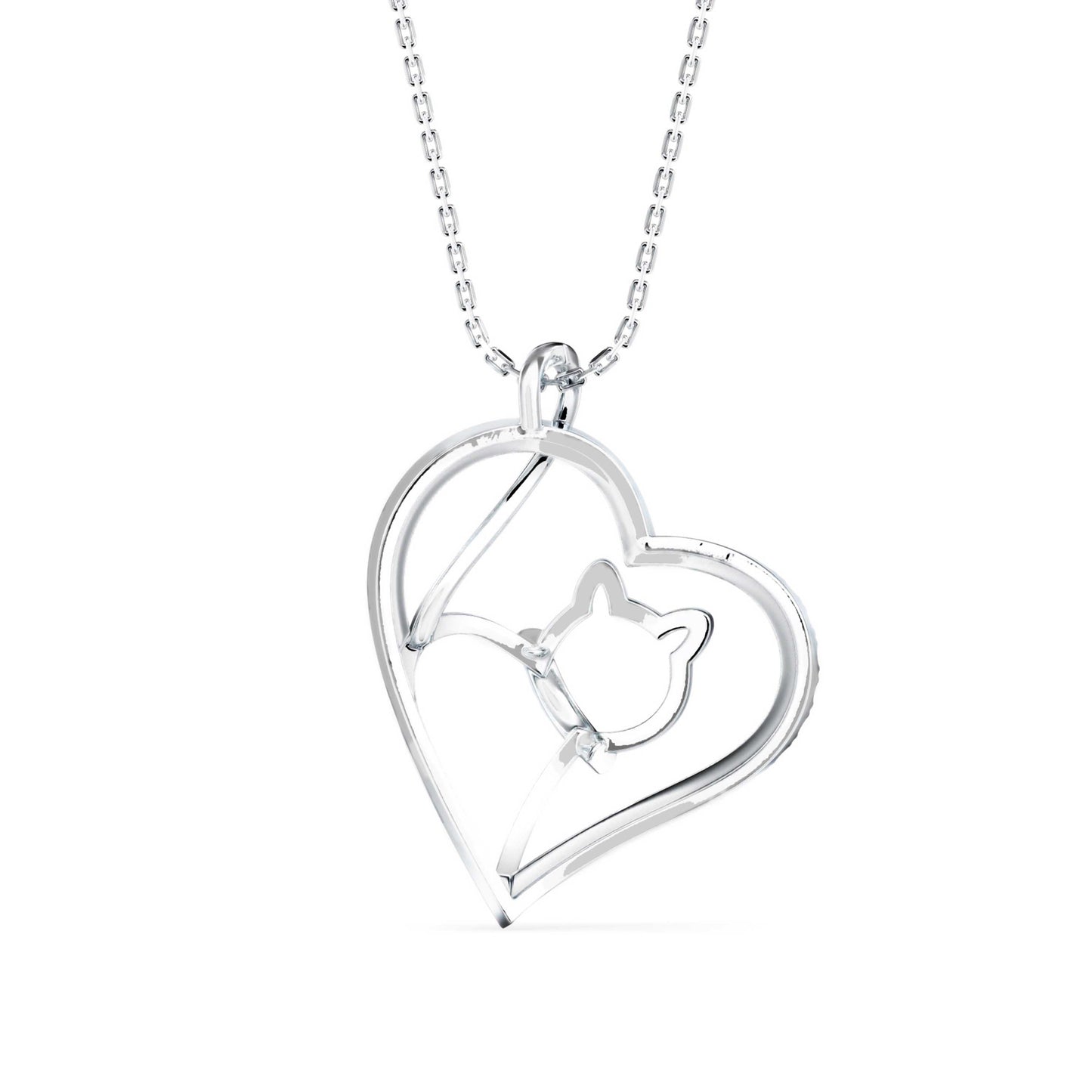 Kitten Heart Diamond Pendant