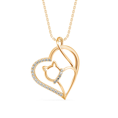 Kitten Heart Diamond Pendant