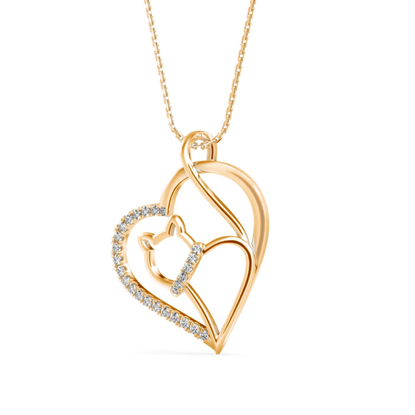 Kitten Heart Diamond Pendant