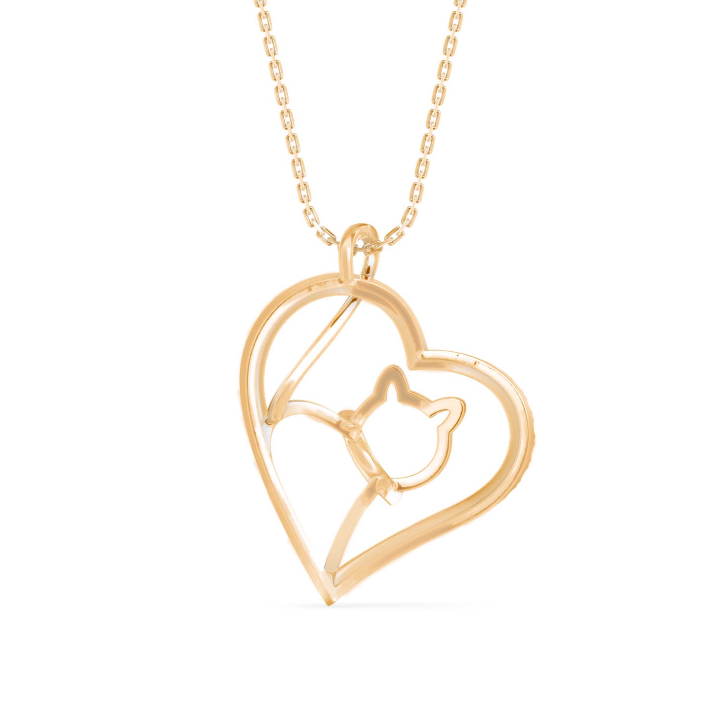 Kitten Heart Diamond Pendant