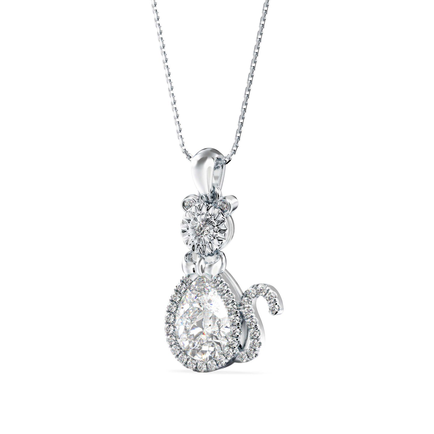 Kitty Charm Diamond Pendant