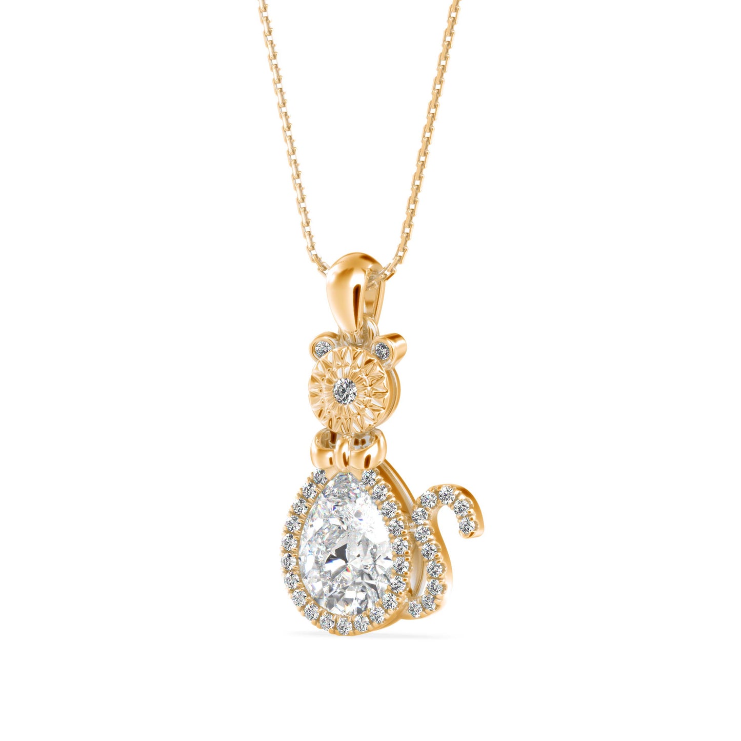 Kitty Charm Diamond Pendant