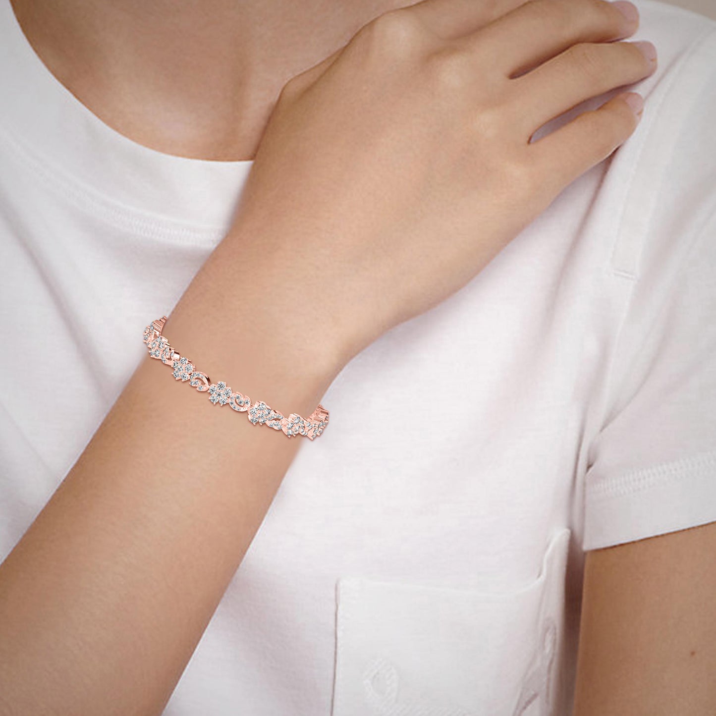 Foliate Diamond Tennis Bracelet